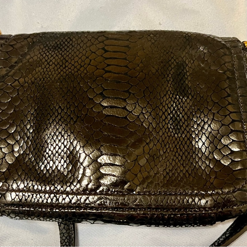 Michael Kors Black Embossed Leather Python Cross … - image 2